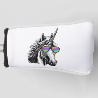Koel eenhoorn met regenboogzonnebrillen golfheadcover