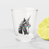 Koel eenhoorn met regenboogzonnebrillen shot glas (Voorkant)