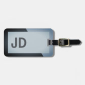 Koel Eenvoudig Donker Geometrisch Vet Monogram Bagagelabel (Voorkant horizontaal)