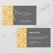 koel, elegant geel vouw visitekaartje (Voorkant / Achterkant)