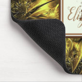 Koel elegant gouden bloem,monogram muismat (Hoek)