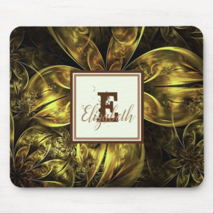 Koel elegant gouden bloem,monogram muismat
