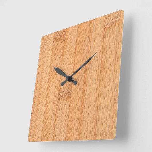 Koel elegant lichtbruin bamboehout vierkante klok (Hoek)