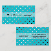 Koel-, elegant-schitterende aqua-blauwe polkadots visitekaartje (Voorkant / Achterkant)