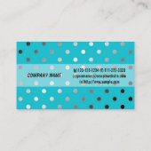 Koel-, elegant-schitterende aqua-blauwe polkadots visitekaartje (Achterkant)