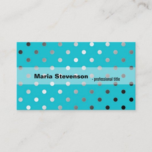 Koel-, elegant-schitterende aqua-blauwe polkadots visitekaartje (Voorkant)