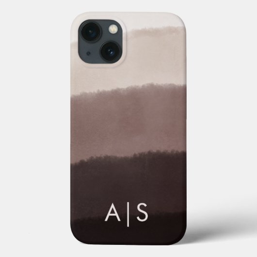 Koel Elegante Gemonogrammeerde Initialen Walnoot B Case-Mate iPhone Case (Achterkant)