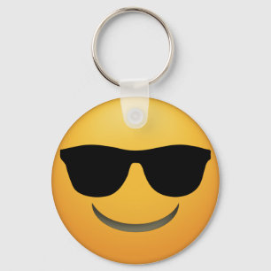 Koel Emoji Key-keten met zonnebril. Sleutelhanger