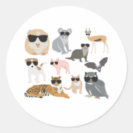 Koel- en funny-dieren die een zonnebril dragen ronde sticker