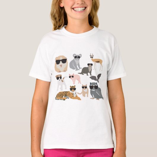 Koel- en funny-dieren die een zonnebril dragen t-shirt (Voorkant)