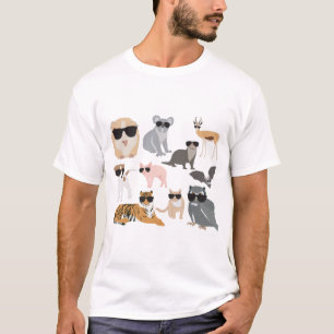 Koel- en funny-dieren die een zonnebril dragen t-shirt