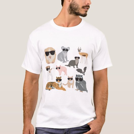 Koel- en funny-dieren die een zonnebril dragen t-shirt (Voorkant)