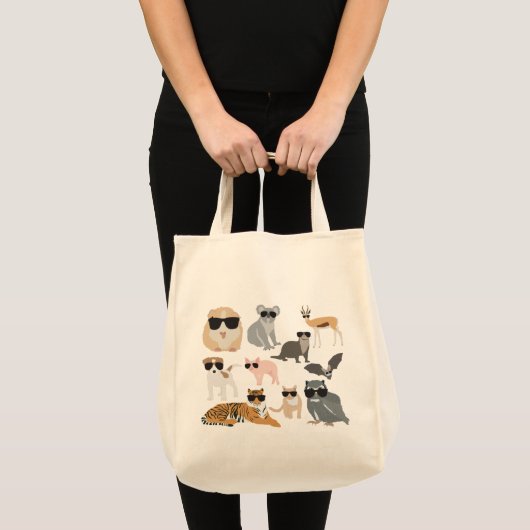 Koel- en funny-dieren die een zonnebril dragen tote bag (Voorkant (product))