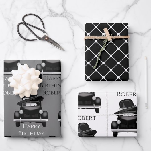 Koel- en klassieke auto op maat inpakpapier vel (Voorkant)