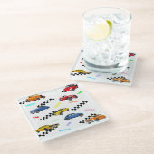 Koel  en klassieke auto's op één plaats glazen onderzetter (Schuin)