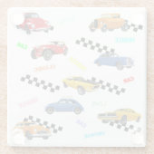 Koel  en klassieke auto's op één plaats glazen onderzetter (Achterkant)