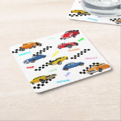 Koel  en klassieke auto's op één plaats kartonnen onderzetters (Schuin)