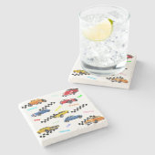 Koel  en klassieke auto's op één plaats stenen onderzetter (Zijkant)