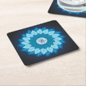 Koel en kleurrijk Mandala Pattern Blue Flames Kartonnen Onderzetters (Schuin)