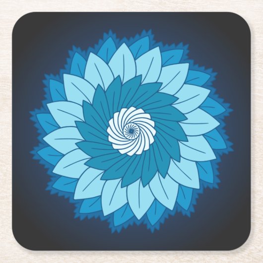 Koel en kleurrijk Mandala Pattern Blue Flames Kartonnen Onderzetters (Voorkant)
