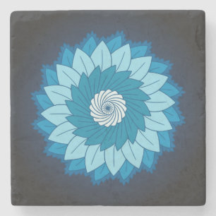 Koel en kleurrijk Mandala Pattern Blue Flames Stenen Onderzetter