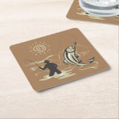 Koel en kleurrijk vangen van vis in de zomer kartonnen onderzetters (Schuin)