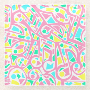 Koel- en kleurrijke Abstracte Muzieknoten Glazen Onderzetter