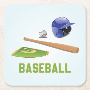 Koel- en kleurrijke Baseball Sportelementen Kartonnen Onderzetters