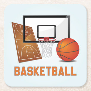 Koel- en kleurrijke Basketball Sportelementen Kartonnen Onderzetters