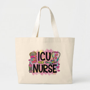 Koel- en kleurrijke ICU-verpleegster Grote Tote Bag