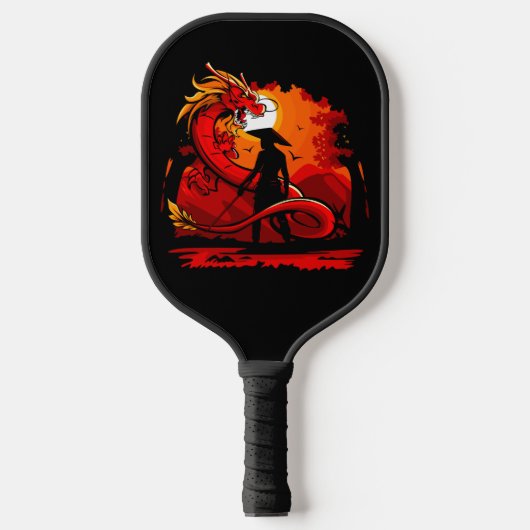 Koel en kleurrijke Samurai Warrior met draak Pickleball Paddle (Voorkant)