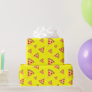 Koel en leuke pizza snijdt neonroze patroon cadeaupapier