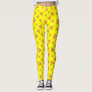 Koel en leuke pizza snijdt neonroze patroon leggings