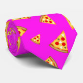 Koel en leuke pizza snijdt neonroze patroon stropdas (Opgerold)