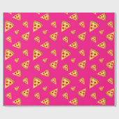Koel en leuke pizza snijdt patroon hete roze cadeaupapier (Vlak)