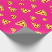 Koel en leuke pizza snijdt patroon hete roze cadeaupapier (Hoek)