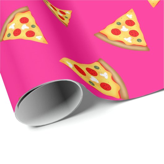 Koel en leuke pizza snijdt patroon hete roze cadeaupapier (Rol Hoek)