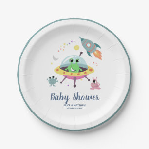 Koel- en moderne ruimte Alien-Baby shower  Papieren Bordje
