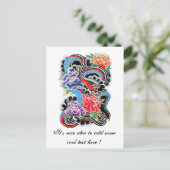 Koel- en oosterslang met tattoo van lotusbloemen briefkaart (Staand voorkant)
