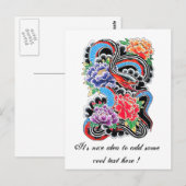 Koel- en oosterslang met tattoo van lotusbloemen briefkaart (Voorkant / Achterkant)