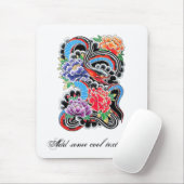 Koel- en oosterslang met tattoo van lotusbloemen muismat (Met muis)