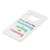 Koel en origineel ontwerp voor triatleten creditkaart flessenopener (Voorkant Gekanteld)