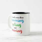 Koel- en origineel Triathlon-ontwerp voor triatlet Tweekleurige Koffiemok (Voorkant links)