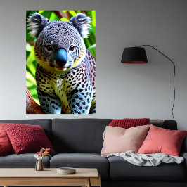Koel en schattig Hybrid Jaguar Koala | AI Art. Poster