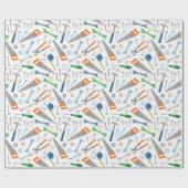 Koel en Schattige Gereedschapspatroon op wit Cadeaupapier (Vlak)