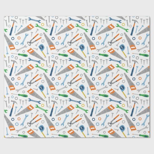 Koel en Schattige Gereedschapspatroon op wit Cadeaupapier (Vlak)