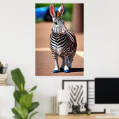 Koel- en schattige hybride konijnenZebra | AI Art. Poster (Thuiskantoor)