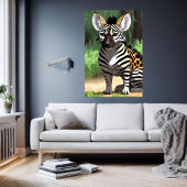 Koel- en schattige Hybride Zebra | AI Art. Poster