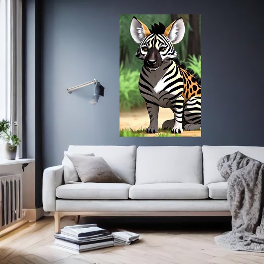 Koel- en schattige Hybride Zebra | AI Art. Poster
