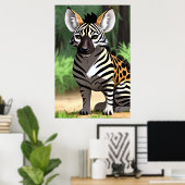 Koel- en schattige Hybride Zebra | AI Art. Poster (Thuiskantoor)
